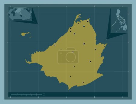 Téléchargez les photos : Cavite, province of Philippines. Solid color shape. Locations of major cities of the region. Corner auxiliary location maps - en image libre de droit