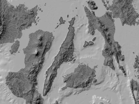 Photo for Cebu, province of Philippines. Bilevel elevation map with lakes and rivers - Royalty Free Image