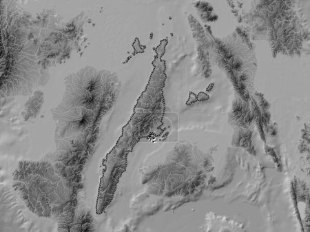 Photo for Cebu, province of Philippines. Grayscale elevation map with lakes and rivers - Royalty Free Image