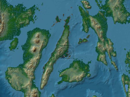 Photo for Cebu, province of Philippines. Colored elevation map with lakes and rivers - Royalty Free Image