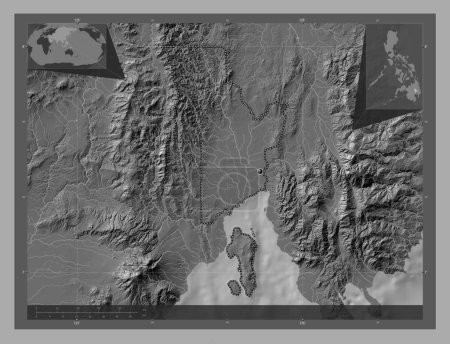 Photo for Davao del Norte, province of Philippines. Bilevel elevation map with lakes and rivers. Corner auxiliary location maps - Royalty Free Image
