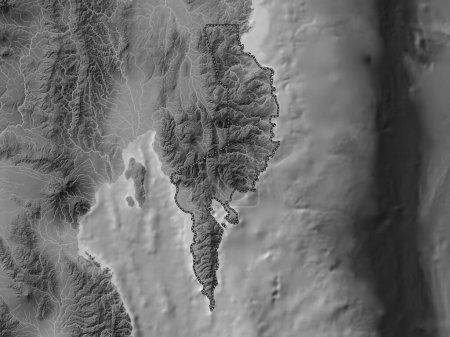Téléchargez les photos : Davao Oriental, province of Philippines. Grayscale elevation map with lakes and rivers - en image libre de droit