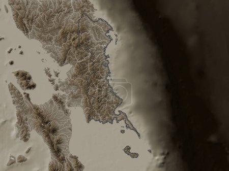 Photo for Eastern Samar, province of Philippines. Elevation map colored in sepia tones with lakes and rivers - Royalty Free Image