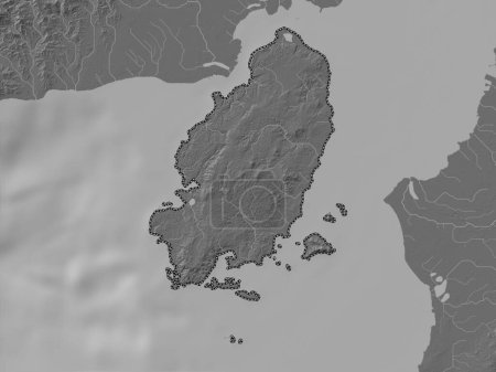 Foto de Guimaras, province of Philippines. Bilevel elevation map with lakes and rivers - Imagen libre de derechos