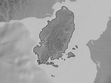Photo for Guimaras, province of Philippines. Grayscale elevation map with lakes and rivers - Royalty Free Image
