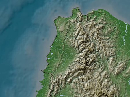 Photo for Ilocos Norte, province of Philippines. Elevation map colored in wiki style with lakes and rivers - Royalty Free Image