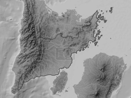 Photo for Iloilo, province of Philippines. Grayscale elevation map with lakes and rivers - Royalty Free Image