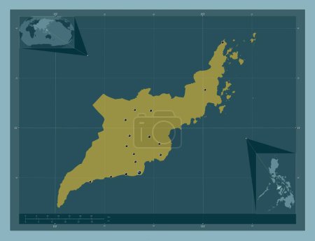 Téléchargez les photos : Iloilo, province of Philippines. Solid color shape. Locations of major cities of the region. Corner auxiliary location maps - en image libre de droit