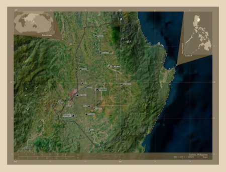 Photo for Isabela, province of Philippines. High resolution satellite map. Locations and names of major cities of the region. Corner auxiliary location maps - Royalty Free Image