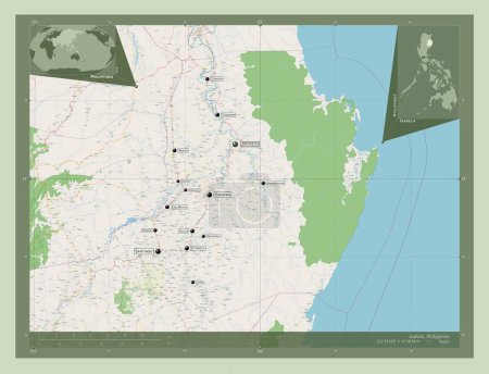 Foto de Isabela, province of Philippines. Open Street Map. Locations and names of major cities of the region. Corner auxiliary location maps - Imagen libre de derechos
