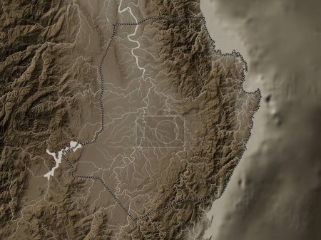 Photo for Isabela, province of Philippines. Elevation map colored in sepia tones with lakes and rivers - Royalty Free Image