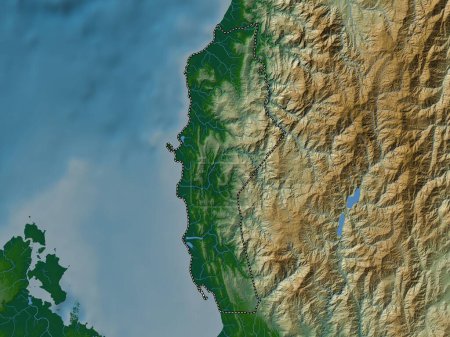 Téléchargez les photos : La Union, province of Philippines. Colored elevation map with lakes and rivers - en image libre de droit