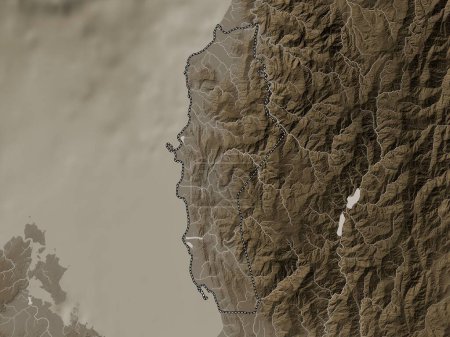 Photo for La Union, province of Philippines. Elevation map colored in sepia tones with lakes and rivers - Royalty Free Image