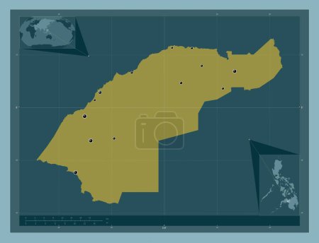 Téléchargez les photos : Lanao del Norte, province of Philippines. Solid color shape. Locations of major cities of the region. Corner auxiliary location maps - en image libre de droit