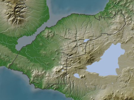 Téléchargez les photos : Lanao del Norte, province of Philippines. Elevation map colored in wiki style with lakes and rivers - en image libre de droit