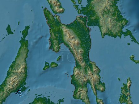Foto de Leyte, province of Philippines. Colored elevation map with lakes and rivers - Imagen libre de derechos