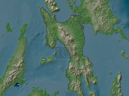 Foto de Leyte, province of Philippines. Elevation map colored in wiki style with lakes and rivers - Imagen libre de derechos