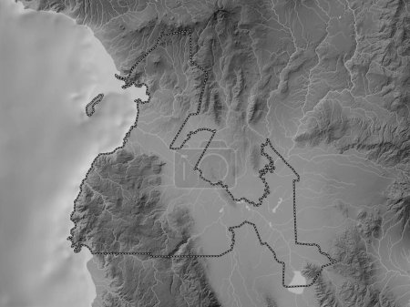 Téléchargez les photos : Maguindanao, province of Philippines. Grayscale elevation map with lakes and rivers - en image libre de droit