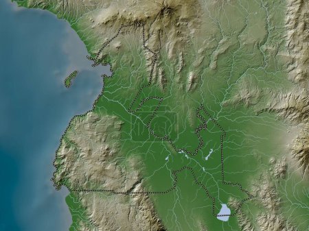 Téléchargez les photos : Maguindanao, province of Philippines. Elevation map colored in wiki style with lakes and rivers - en image libre de droit