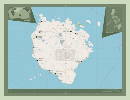 Téléchargez les photos : Marinduque, province of Philippines. Open Street Map. Locations and names of major cities of the region. Corner auxiliary location maps - en image libre de droit
