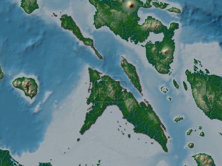 Téléchargez les photos : Masbate, province of Philippines. Colored elevation map with lakes and rivers - en image libre de droit