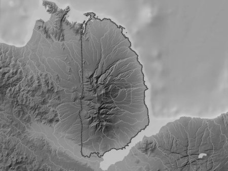 Téléchargez les photos : Misamis Occidental, province of Philippines. Grayscale elevation map with lakes and rivers - en image libre de droit