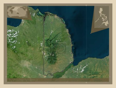 Téléchargez les photos : Misamis Occidental, province of Philippines. High resolution satellite map. Locations of major cities of the region. Corner auxiliary location maps - en image libre de droit