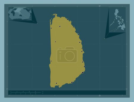 Téléchargez les photos : Misamis Occidental, province of Philippines. Solid color shape. Locations of major cities of the region. Corner auxiliary location maps - en image libre de droit