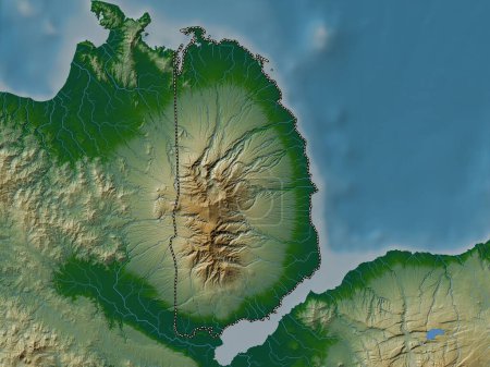 Téléchargez les photos : Misamis Occidental, province of Philippines. Colored elevation map with lakes and rivers - en image libre de droit