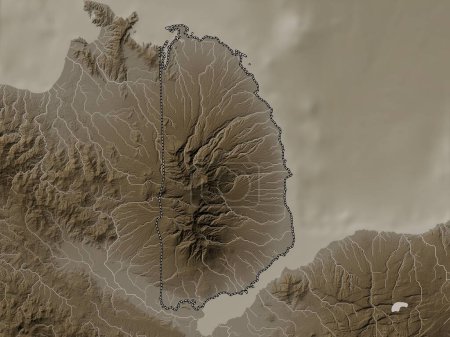 Téléchargez les photos : Misamis Occidental, province of Philippines. Elevation map colored in sepia tones with lakes and rivers - en image libre de droit