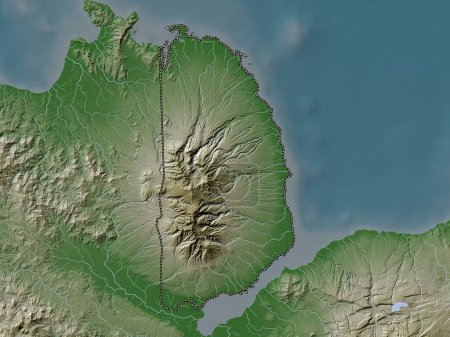 Téléchargez les photos : Misamis Occidental, province of Philippines. Elevation map colored in wiki style with lakes and rivers - en image libre de droit