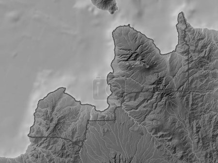 Téléchargez les photos : Misamis Oriental, province of Philippines. Grayscale elevation map with lakes and rivers - en image libre de droit