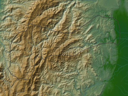 Téléchargez les photos : Mountain Province, province of Philippines. Colored elevation map with lakes and rivers - en image libre de droit