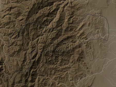 Foto de Mountain Province, province of Philippines. Elevation map colored in sepia tones with lakes and rivers - Imagen libre de derechos