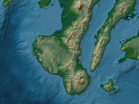 Téléchargez les photos : Negros Oriental, province of Philippines. Colored elevation map with lakes and rivers - en image libre de droit