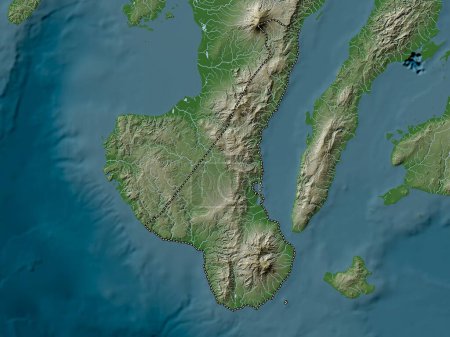Téléchargez les photos : Negros Oriental, province of Philippines. Elevation map colored in wiki style with lakes and rivers - en image libre de droit