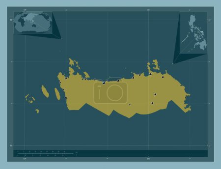 Téléchargez les photos : Northern Samar, province of Philippines. Solid color shape. Locations of major cities of the region. Corner auxiliary location maps - en image libre de droit