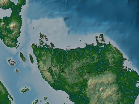 Téléchargez les photos : Northern Samar, province of Philippines. Colored elevation map with lakes and rivers - en image libre de droit