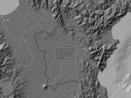 Téléchargez les photos : Nueva Ecija, province of Philippines. Bilevel elevation map with lakes and rivers - en image libre de droit