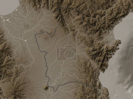 Téléchargez les photos : Nueva Ecija, province of Philippines. Elevation map colored in sepia tones with lakes and rivers - en image libre de droit