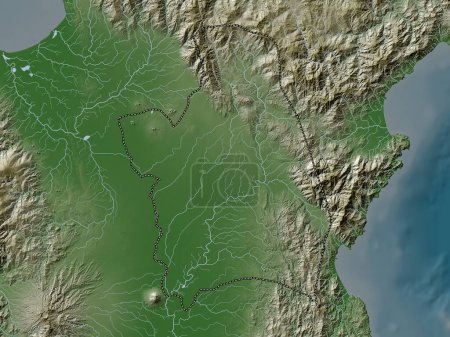 Téléchargez les photos : Nueva Ecija, province of Philippines. Elevation map colored in wiki style with lakes and rivers - en image libre de droit