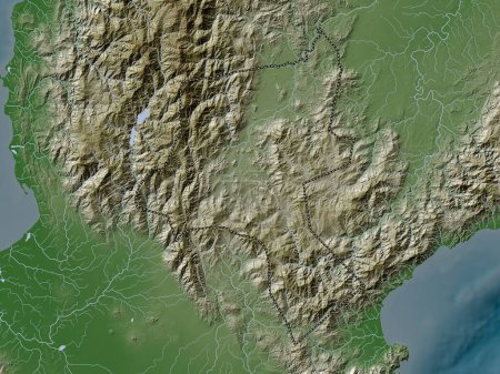 Téléchargez les photos : Nueva Vizcaya, province of Philippines. Elevation map colored in wiki style with lakes and rivers - en image libre de droit