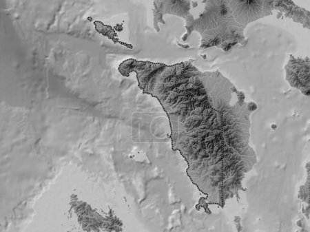 Téléchargez les photos : Occidental Mindoro, province of Philippines. Grayscale elevation map with lakes and rivers - en image libre de droit