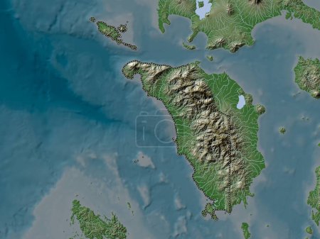 Téléchargez les photos : Occidental Mindoro, province of Philippines. Elevation map colored in wiki style with lakes and rivers - en image libre de droit