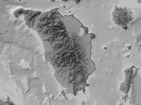 Photo for Oriental Mindoro, province of Philippines. Grayscale elevation map with lakes and rivers - Royalty Free Image