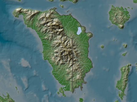 Photo for Oriental Mindoro, province of Philippines. Elevation map colored in wiki style with lakes and rivers - Royalty Free Image