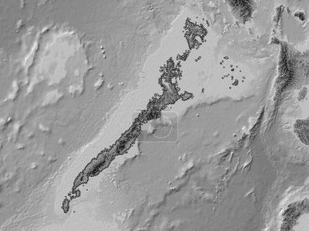 Photo for Palawan, province of Philippines. Grayscale elevation map with lakes and rivers - Royalty Free Image