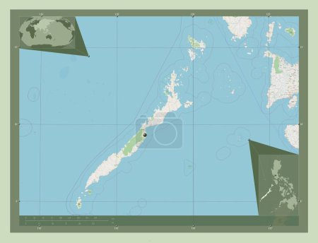 Téléchargez les photos : Palawan, province of Philippines. Open Street Map. Corner auxiliary location maps - en image libre de droit