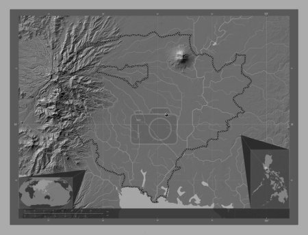 Téléchargez les photos : Pampanga, province of Philippines. Bilevel elevation map with lakes and rivers. Corner auxiliary location maps - en image libre de droit