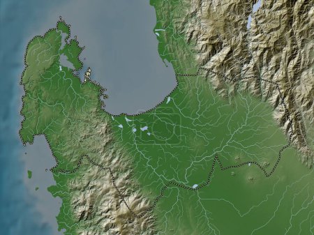 Foto de Pangasinan, province of Philippines. Elevation map colored in wiki style with lakes and rivers - Imagen libre de derechos